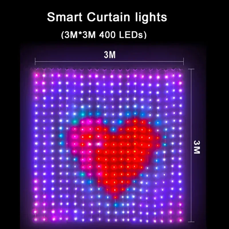 LED Smart RGB Curtain Lights With Picture Display