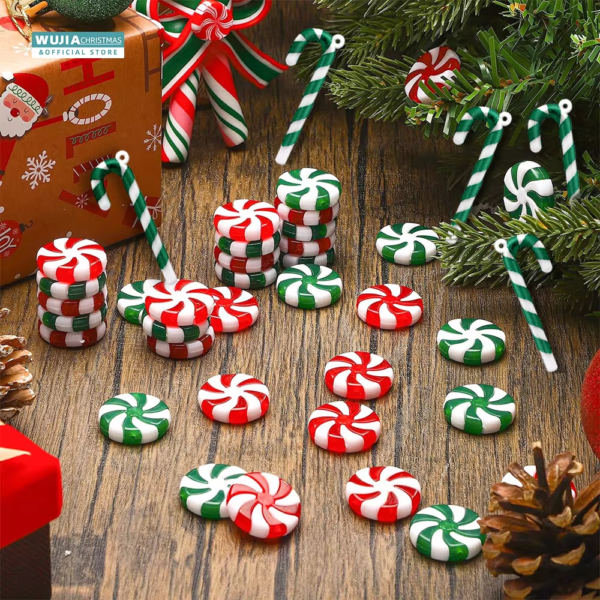 24PCS Mini Candy Canes Miniature Christmas Tree Decoration Peppermint Swirls Pendant DIY Scrapbook Craft Gift Home Party Navidad - Image 3