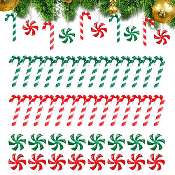 24PCS Mini Candy Canes Miniature Christmas Tree Decoration Peppermint Swirls Pendant DIY Scrapbook Craft Gift Home Party Navidad - Image 2